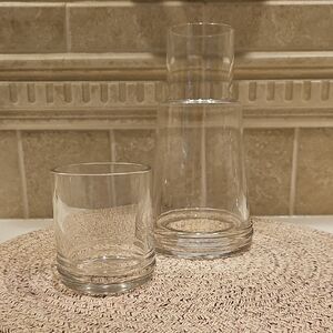 New Hearth And Hand Elegant Clear Glass Carafe and Tumbler Set 23.5fl oz